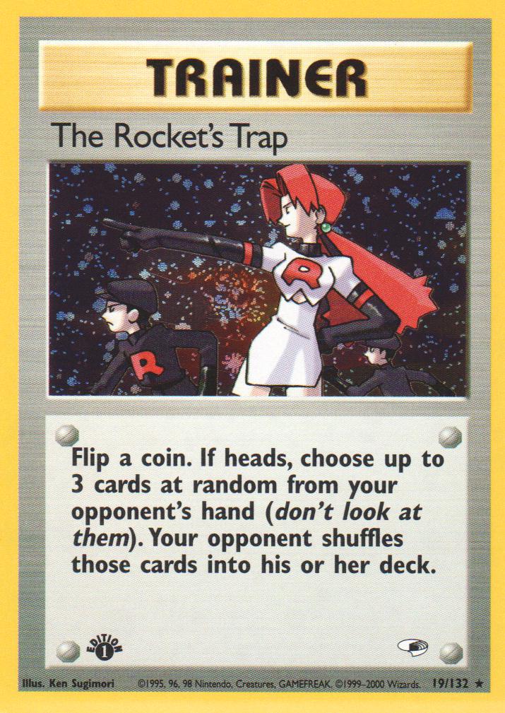 (HOLO SWIRL) The Rockets Trap - 19/132 - Holo Rare - 1st Edition